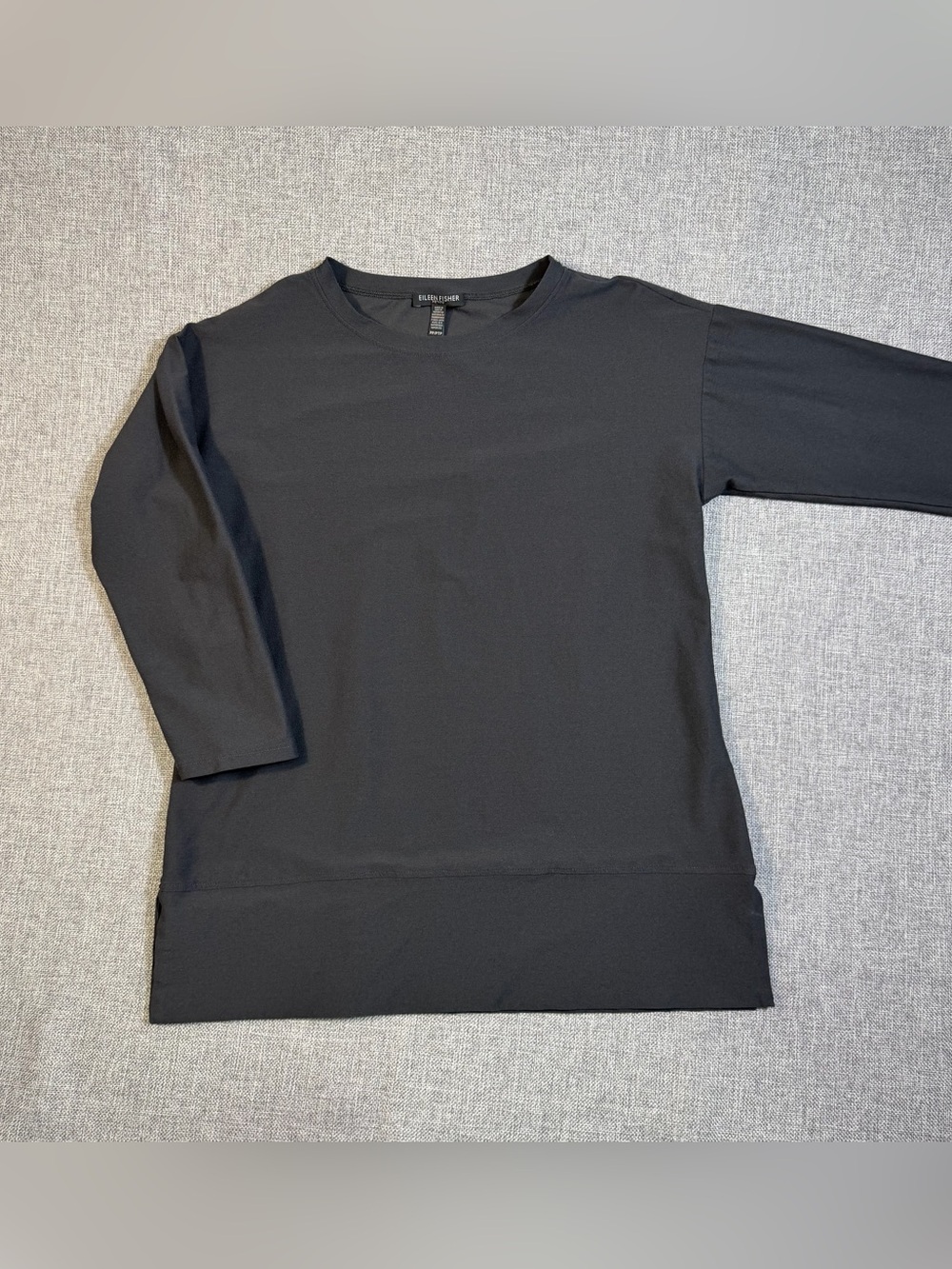 Eileen Fisher Black Minimalist Long-Sleeve Tunic Top